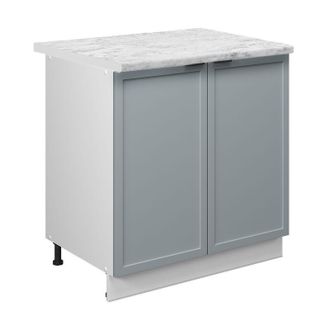 Vicco Armario Bajo Para Fregadero Fame-line, Azul Claro-gris, 80 Cm Con Estante, Et M&aacute;rmol Vicco