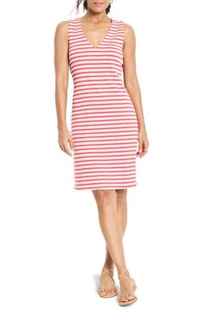Nic+Zoe Stripe Sleeveless Cotton & Modal Tank Dress in Pink Multi at Nordstrom, Size Large