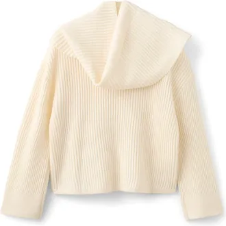 Mango Rib Sweater with Scarf Detail in Ecru at Nordstrom, Size X-Small