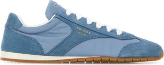 Prada Light Blue Suede And Re Nylon Sneakers