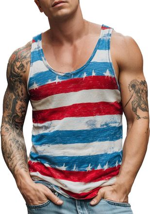 Generic Mens Tank Tops Sleeveless T Shirts Muscle Fit Shirt Colorblock Workout Tshirt Summer Casual Athletic Gym Cotton Tees(Z03-Blue, M)