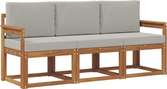 vidaXL Conjunto De Sof&aacute;s De Exterior 3 Uds. Gris Natural Y Claro Vidaxl