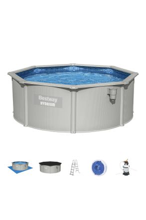 Bestway Pool SET Hydrium 56574, Blau, Grau, Metall, Kunststoff, Kreise, 120 cm, Freizeit & Co, Pools & Wasserspa&szlig;, Pools, Aufstellpools