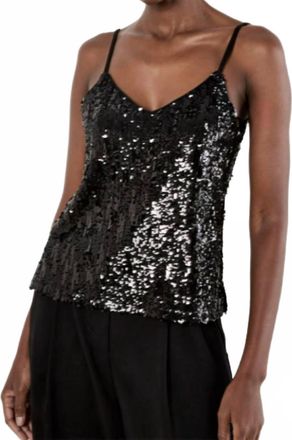 Apricot Sequin Cami Top In Black