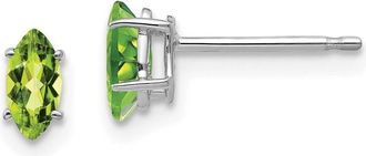 Diamond2Deal 14k White Gold 6x3mm Marquise Peridot earring