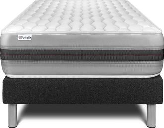VITALIT Vitalit - Base Tapizada Negro + Colch&oacute;n Con Muelles Y Viscoel&aacute;stica 90 X 200