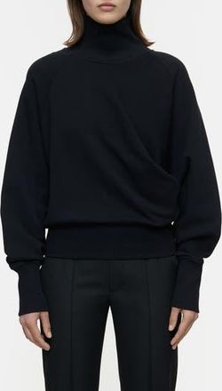 Closed Draped Turtleneck Organic Cotton Sweatshirt in Black at Nordstrom Rack, Size Small