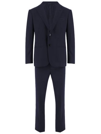 Giorgio Armani Navy Notched Lapel Wool Suit