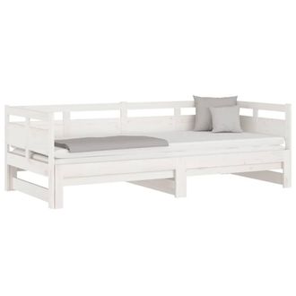 Berkfield Home Pull-out Day Bed White Solid Wood Pine 2x(90x200) cm