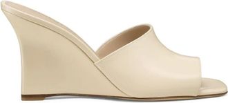 Stuart Weitzman Schoenen, Dames, Beige, 40 EU, Leer, Vinnie Wedge Mule Slide 85