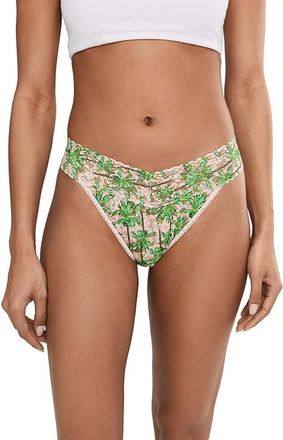 Hanky Panky Printed Signature Lace(r) Original Rise Thongs Womens Underwear Palm Breeze, Lace/Nylon