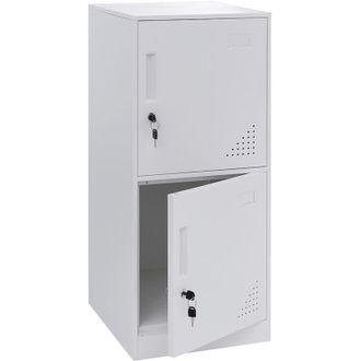 Hhg Armario Hhg-509, Taquilla, Armario Con Taquillas, Armario Con Taquillas, 2 Puertas, 90 X 38 X 45 Cm, Acero, Blanco