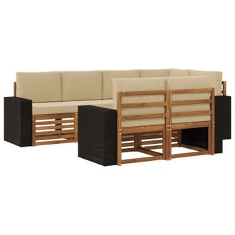 vidaXL Conjunto De Sof&aacute; Seccional Con Coj&iacute;n 7 Pcs Natural Y Beige Vidaxl