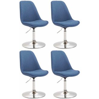 Clp Set De 4 Sillas De Comedor Maverick En Tela Azul Cromado