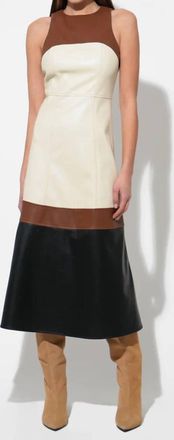 THML Clothing Sleeveless Faux Leather Midi Dress In Colorblock