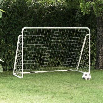 vidaXL Furniture Limited - Porter&iacute;a De F&uacute;tbol Con Red Acero Blanco