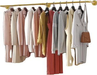 OEM Perchero De Pared, 70,8 Pulgadas, Barra Para Colgar Ropa, Color Dorado