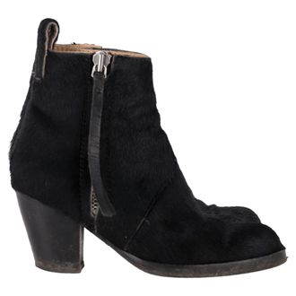 Acne Studios Zipped Ankle Boots in Black Pony Hair