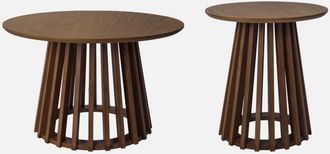 Sweeek Mesa de centro redondas de efecto madera y abeto, set de 2
