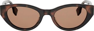 Fendi Lettering 51mm Cat Eye Sunglasses in Havana /Other /Brown at Nordstrom