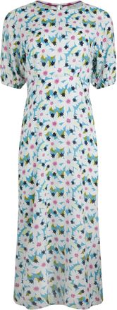 Weird Fish Womens/Ladies Everly Floral Midi Dress (Washed Blue) - Size 12 UK