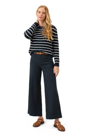 Pact Organic Cotton Stretch Twill Wide Leg Pant in Midnight Blue at Nordstrom, Size Xx-Large 28