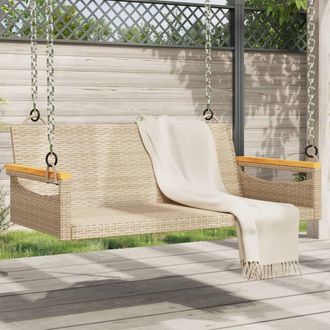 vidaXL Banco Columpio De Rat&aacute;n Sint&eacute;tico Beige 109x62x40 Cm Vidaxl