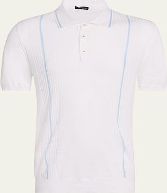 Kiton Mens Tipped Cotton Short-Sleeve Polo Sweater