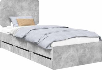 vidaXL Estructura De Cama Gris Concreto 75 X 190 Cm Madera Ingenieril Vidaxl
