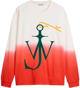 J.W.Anderson Dip Dye Anchor Embroidered Cotton T-shirt - Multicoloured 1 - XL