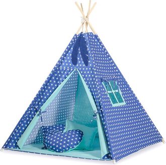 OEM Tienda Tipi Para Ni&ntilde;os + Colgantes De Plumas - Estrellas Azul Marino