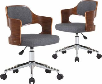 vidaXL Sillas De Comedor Giratorias 2 Uds Madera Curvada Y Tela Gris Vidaxl