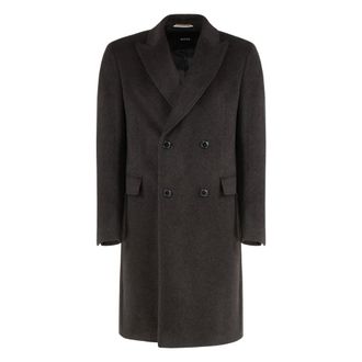 HUGO BOSS Jassen, Heren, Bruin, M, Wol, H-Hyde DB Peak Coat