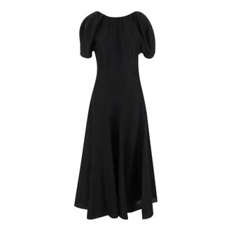 Tory Burch Kleedjes, Dames, Zwart, M, Polyester, Elegante Midi Jurk