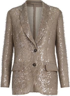 Brunello Cucinelli Dazzling Embroidery blazer in Rope at Nordstrom, Size 46 It
