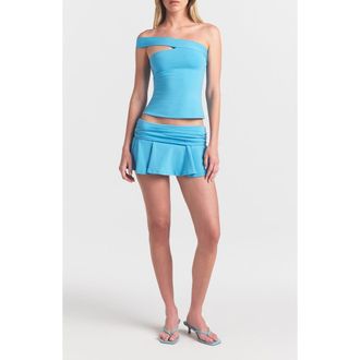 SKIMS Foldover Cotton Blend Jersey Miniskort in Water at Nordstrom, Size Xx-Small
