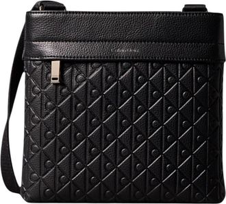Calvin Klein Emblem Emboss Flatpach - Heren - Schoudertassen - Zwart - ONE Size - Tassen