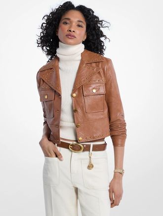 Michael Kors Crinkled Studded Jacket