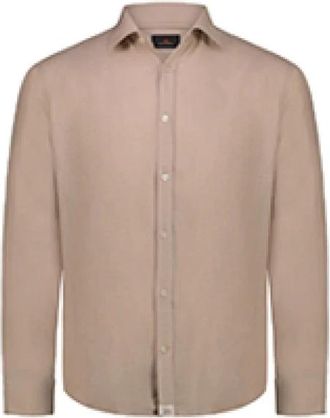 Peuterey Linnen shirt met lange mouwen en sportieve kraag - Heren - Casual Overhemden - Beige - L - Linnen - Overhemden