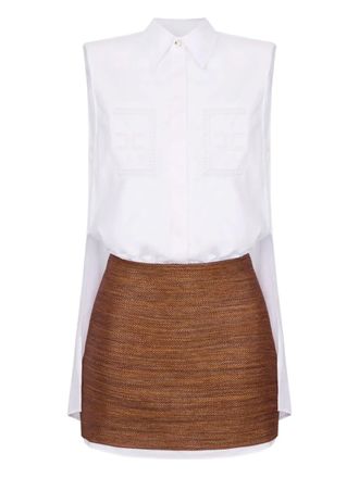 Elisabetta Franchi logo-perforated shirt dress - women - pure cotton - 46 - White