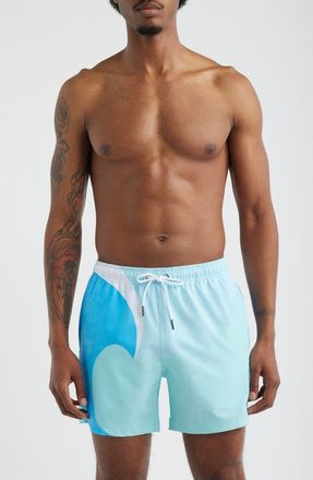 MAVRANS 90s Wave Swim Trunks in Dark Blue at Nordstrom, Size Xx-Large