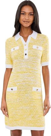 Lilly Pulitzer Theodorah Polo Sweaterdress Womens Dress Estelle Yellow Metallic Marl : LG, Acrylic/Cotton/Nylon