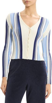 Theory Berk Rib Cardigan in Ivory Multi at Nordstrom, Size X-Small