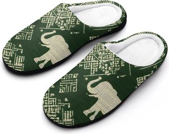 Generic Elephant Traditional Patterns Slippers Men Winter Warm Cotton Anti-Slip Indoor Slip-Ons House Shoes