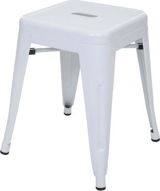 Hhg Taburete Hhg-895, Taburete De Metal Asiento Taburete, Metal Dise&ntilde;o Industrial Apilable, Blanco