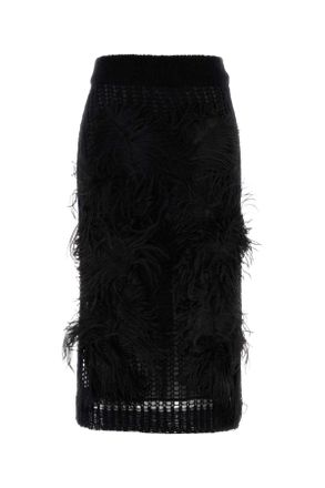 The Attico Black Stretch Crochet Skirt