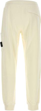 Stone Island Mens Ivory Cotton Joggers White Exterior: Pantaloni Trousers