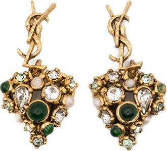 Saint Laurent Earrings, female, Yellow, Size: ONE SIZE Cassandre Logo Earrings