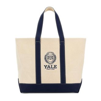 Sporty & Rich Tote Bags, male, Beige, Size: ONE SIZE Yale Crest Tote