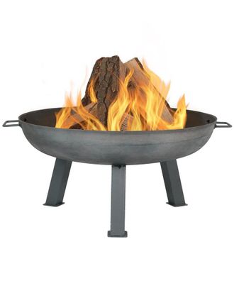 Sunnydaze 30In Fire Pit Cast Iron With Steel Finish Wood-Burning Fire Bowl